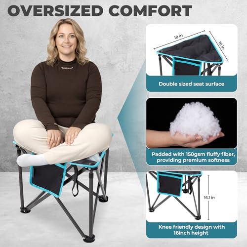 FUNDANGO Folding Tripod Stool, Lightweight Portable Fishing Chair with Thick Padded Seat, 440 Lbs Heavy Duty Outdoor Camping Chairs with Carry Bag for Walking Hunting Hiking Travel - color: Black Tripod-1 Pack