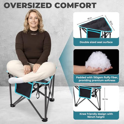 FUNDANGO Folding Tripod Stool, Lightweight Portable Fishing Chair with Thick Padded Seat, 440 Lbs Heavy Duty Outdoor Camping Chairs with Carry Bag for Walking Hunting Hiking Travel - color: Black Tripod-1 Pack