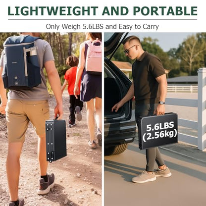 Portable Folding Camping Table 3-Level Height Adjustable Picnic Table with Aluminum Frame and Carry Handle, Lightweight Small Foldable Outdoor Side Table for Camping Travel Beach Hiking RV Indoor Use