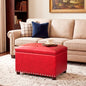 Joveco Leather Storage Ottoman, 24" Rectangle Square Bench Foot Rest Stool for Bedroom Living Room, Red - color: Red