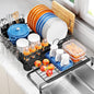 TOOLF Dish Drying Rack - Expandable Dish Rack, Large Capacity Dish Drainer for Kitchen Counter, Stainless Steel Dish Strainer with Cups Holder & Utensil Holder,Black