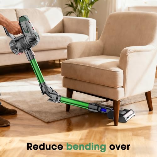 TRPYD Cordless Vacuum Cleaner, Upgraded 15KPA 70 Minutes, Powerful Suction, Rechargeable, Lightweight, 180° Bendable Cane Vacuum Cleaner for Home/Pet Hair/Carpet/Floor