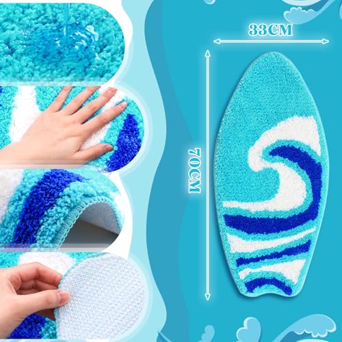 Drydiet Surfboard Bathroom Rug Summer Beach Door Mat Bath Mat for Shower Bathroom Decoration Surfboard Wave Non Slip Washable Bath Rug for Shower - style: Surfboard