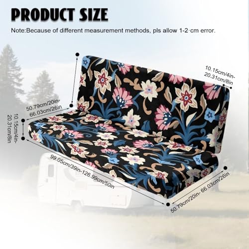 Flower Leaf Pattern 2 Pcs RV Dinette Cushion Covers Breathable RV Couch Cover Elastic Loveseat Sofa Chair Cover Furniture Protector for RV Camper Car Bench - color: Flower Leaf
