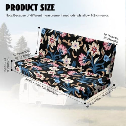 Flower Leaf Pattern 2 Pcs RV Dinette Cushion Covers Breathable RV Couch Cover Elastic Loveseat Sofa Chair Cover Furniture Protector for RV Camper Car Bench - color: Flower Leaf