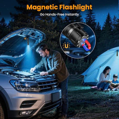 Hoxida Rechargeable Flashlights 2 Pack, 6 Modes Zoomable Powerful Tactical Linternas with LCD Digital Display, Super Bright High Lumens Handheld Magnetic Flashlights for Home Emergencies Camping - color: 2pcs