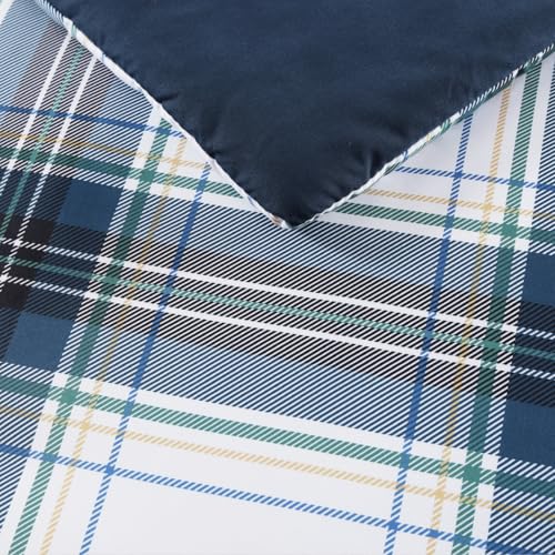 MaiRêve Full Size Plaid Comforter Set Blue White, Classic 7 Pieces Farmhouse Bedding Set, All Season Lightweight Bed in A Bag with Sheets, Pillowcases & Shams - color: Blue White, size: Full