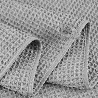 POLYTE 430 GSM Microfiber Quick Dry Lint Free Oversize Bath Towel Set, 6 Piece (Waffle Weave) - color: Light Gray
