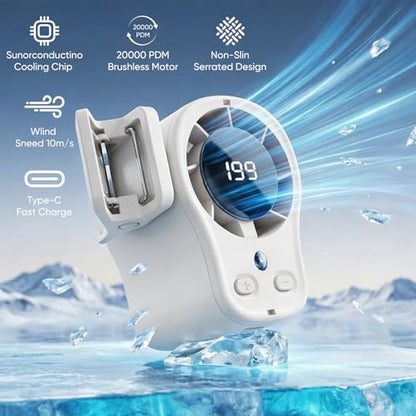 KOSIMI Car Clip on Air Conditioner Fan with LED Display, 360°Rotation, USB Rechargeable Personal Fan, Hands-Free Clip on Fan for Cars, Work, Camping (White) - color: White
