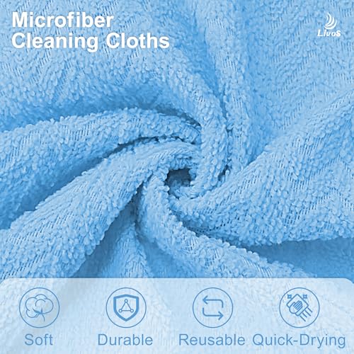 LIVOS Microfiber Cleaning Cloth Roll - 80 Pack, Reusable Paper Towels, Microfiber Towels for Cars, Super Absorbent Lint Free Cleaning Rags for House, Kitchen, Window-Light Blue, 11.5"x11.5" - color: Light Blue