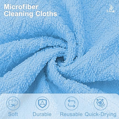 LIVOS Microfiber Cleaning Cloth Roll - 80 Pack, Reusable Paper Towels, Microfiber Towels for Cars, Super Absorbent Lint Free Cleaning Rags for House, Kitchen, Window-Light Blue, 11.5"x11.5" - color: Light Blue