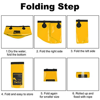 2 Pack Collapsible Bucket 5 Gallon Container Folding Water Bucket Portable Wash Basin for Outdoor Travelling Camping Fishing Gardening Car Washing 20L - color: Yellow