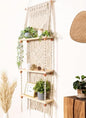 Macrame Wall Hanging Shelf 3 Tier Boho Wall Plant Hanger Shelves, Handmade of Woven Rope Boho Shelves Organizer for Living Room Bathroom Home Storage Floating Plant Rack Bohemian décor - size: Tier 3