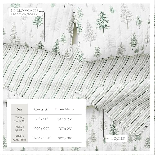 Great Bay Home Lodge Quilt Set - 3-Piece Full/Queen Size Rustic Bedding Set - Lightweight, All-Season, Reversible Bedspread (Grey/Green) - color: Grey / Green, size: Full / Queen
