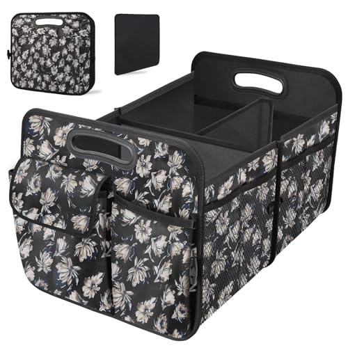 Trunk Organizer, Collapsible Trunk Organizers and Storage, Car Accessories for Women and Men, Multi-Compartment Trunk Storage Organizer for SUV, Car, Mini-Van - Floral - color: Floral, size: Large