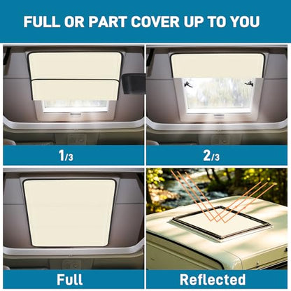 SUNICO 16.5" X 16.5" RV Door Window Shade Cover, Magnetic 100% Blackout Foldable RV Window Shades for Campers with Anti-UV Aluminum Foil Reflective & Cotton Insulation & Thicked Waterproof Fabric - color: beige