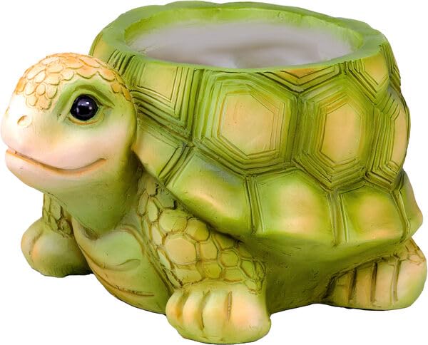 Spoontiques Decorative Flower Pots for Indoor and Outdoor Use – Hand Painted Resin Plant Pot – Home and Garden Décor (Turtle, 5.75" x 8" x 4.25") - style: Turtle