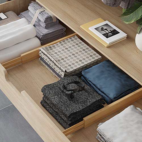 BAMEOS Bamboo Expandable Drawer Dividers – Fits 16.6"–22" Drawers, 2" High, Set of 4 | Spring-Loaded Bamboo Separator for Kitchen Island, Bathroom Vanity & Dresser Drawers - size: 2''H, 16.65''-22''L