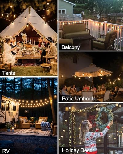 BRIMAX 24.6Ft USB Powered String Lights,10 LED Bulbs Waterproof & Shatterproof Outdoor Camping String Light Dimmable Brightness with Swith for Tents,Patio,Backyard and Holidays,2700K Warm White - style: USB 24FT 10 lights