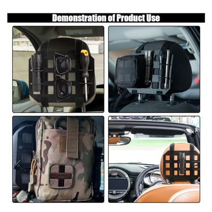 Car Headrest Organizer Rigid MOLLE Panel, Tactical Gear Seat Back Organizer, EDC Pouch Tool Gadget Holder, Backpack Insert Panel for Truck Equipment Mount Plate Modular Storage Shelf (Headrest Panel) - style: Headrest Panel