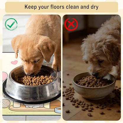 Nuxovilar Pet Food Mat Dog Supplies Whimsical Cat-Themed Polyester (23.62×17.71 inches) Bowl Water Spill Pad Feeding Gear for Home, Pet Tree Area, Feeding Spot - color: Mi07693
