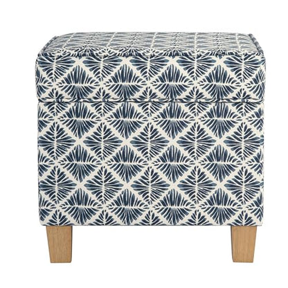 HomePop 18" Classic Square Storage Ottoman - Blue Geometric Pattern - color: Blue Geometric Pattern