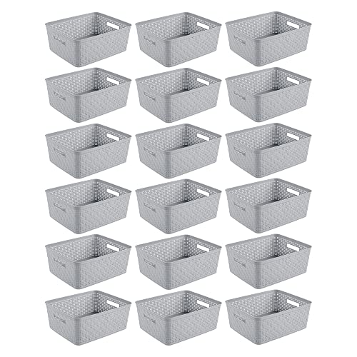 Sterilite 18 Pack Plastic Storage Bin Organization Containers, Short Baskets, Cement - color: Short Basket, size: 18 Pack