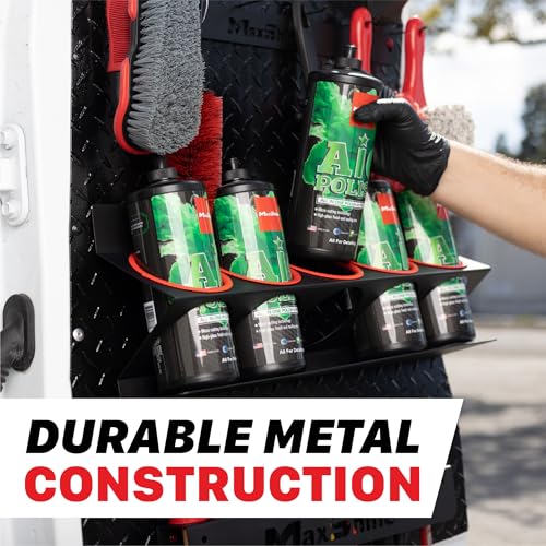 Maxshine Universal Detailing Spray Bottle Holder – Mobile Detailing & Car Garage Organizer, Holds 5 Bottles (16oz) with 4 Small Holes – Lightweight Design, Easy Wall Mounting