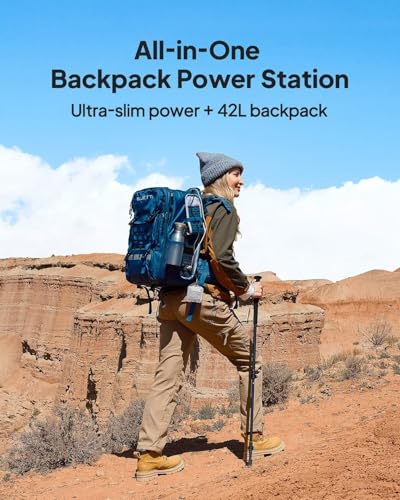 BLUETTI Handsfree 1 Portable Power Station, 268.8Wh 300W LiFePO4 Backpack Solar Generator with a 42L Drone Backpack, All in One Solar Power System for Hiking, Photography, Travel(Solar Panel Optional) - style: BLUETTI Handsfree 1
