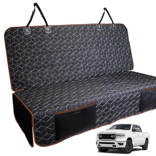 Meginc Bench Seat Covers for Trucks,Dog Car Seat Covers for Ford f150/Ram1500/Nissan Frontier/Toyota Tacoma/GMC Canyon,Nonslip Truck Seat Cover for Dogs (Brown) - color: Brown, size: Truck Bench-61"W