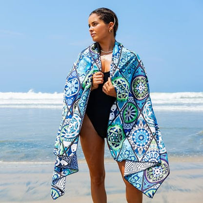 Elite Trend Quick Dry Towel Extra Large 78x35 Inch - Microfiber Beach Towel - Perfect for Beach, Travel, Swimming, Pool, Yoga, Hiking, Camping - Lightweight, Fast Drying, Compact for Adults (Artsy) - color: Artsy, style: Extra Large 78x35"