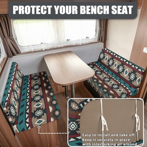 SEANATIVE Aztec Geometric RV Dinette Cushion Covers Couch Cushion Slipcovers Stretch Camper Cushions Cover Replacement Sofa Slipover for Travel Trailer Couch Backrest Cover & Bench Cover - color: Aztec Geometric