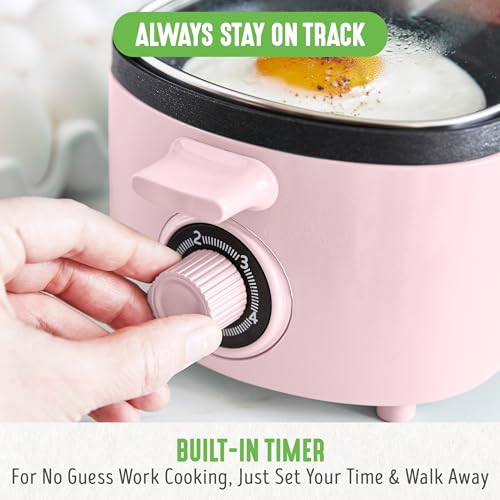 GreenLife 3-in-1 Breakfast Maker Station, Healthy Ceramic Nonstick Dual Griddles for Eggs Meat Sausage Bacon Pancakes and Breakfast Sandwiches, 2 Slice Toast Drawer, Easy-to-use Timer, Pink - color: Pink
