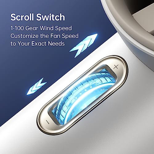 JISULIFE Handheld Fan Pro1S - Next-Gen Airflow: Up to 12h Runtime, Pearlescent ABS - Elegant Strength, 1-100 Speed Scroll Wheel, 3600mAh-Portable Fan for Travel, Gifts for Women Men(Cloud White) - color: Cloud White