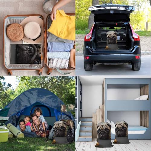Swono Pug Dog Laundry Basket Clothes Hamper Bag Cute Puppy Stay In Jeans Collapsible Dirty Clothes Storage Laundry Organizer, Oxford Cloth Machine Washable, Black - color: Pug Dog