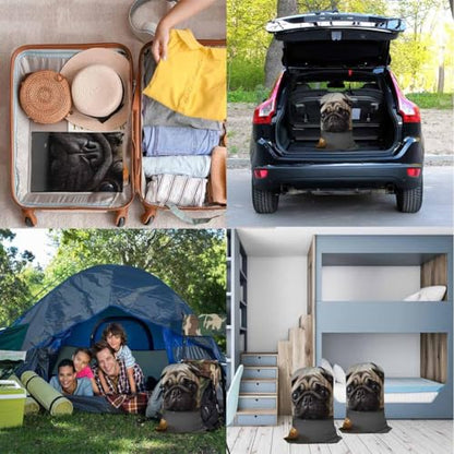 Swono Pug Dog Laundry Basket Clothes Hamper Bag Cute Puppy Stay In Jeans Collapsible Dirty Clothes Storage Laundry Organizer, Oxford Cloth Machine Washable, Black - color: Pug Dog