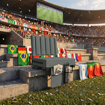 Stadium Seat for Bleachers with Back Support, Portable Bleacher Seat with Wide Comfy Padded Cushion, Metal Hook, Folding Stadium Chair with Shoulder Strap, Carry Handle, Cup Holder, Gray - color: Grey