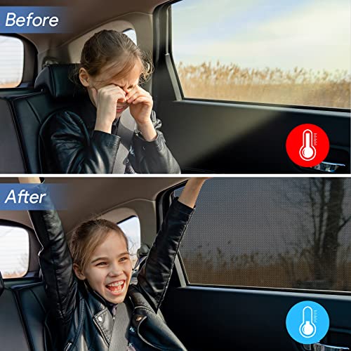 Car Window Shades, 2 Pack Breathable Mesh Side Sun Stretch Screens for Baby/Camping Heat Block UV Protection, Back Covers Car, Truck, SUV, Van-(Large 49"x22") - size: Large