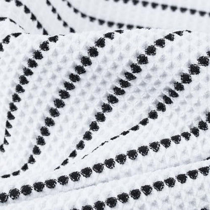POLYTE 430 GSM Microfiber Quick Dry Lint Free Oversize Bath Towel Set, 6 Piece (Waffle Weave) - color: White/Black