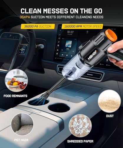 MBNGF Car Vacuum Portable Cordless,35000PA High Power Suction & Blower, Handheld Vacuum Cleaner for Car, Home, Desktop, Keyboard,Birthday Gifts for Men Dad Husband(Midnight Black)