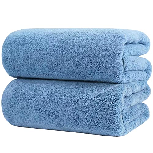 POLYTE Quick Dry Lint Free Microfiber Bath Sheet, 35 x 70 in, Pack of 2 (Blue) - color: Blue