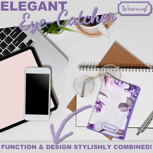 WESERWEF Design Microfiber Glasses Cleaning Cloth – Premium Cleaning Cloth for Eyeglasses, Screens, Tablets, Cameras & Lenses, 12" x 12", Ultra-Soft & Scratch-Free (Rose and Lilac) - color: rose and lilac