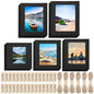 Keadic 105PCS Paper Picture Frames 5 Sizes Black Cardboard Photo Frame with Wooden Clips and Strings Photo Display Banner for Home Office Wedding Party Decor