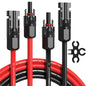 10AWG Solar Extension Cable 20Ft Red & Black, Both End with Universal Solar Connectors Plug & Play | Weatherproof PV Wire for RV, Boat, Off-Grid Systems