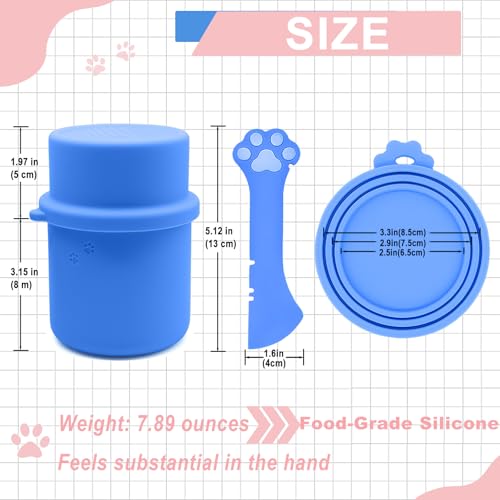Original Canned Dog Food Storage Container | Wet Food Can Opener Spoon | Silicone Pet Can Lid | BPA Free, Airtight, Dishwasher & Freezer Safe(Blue) - color: Blue