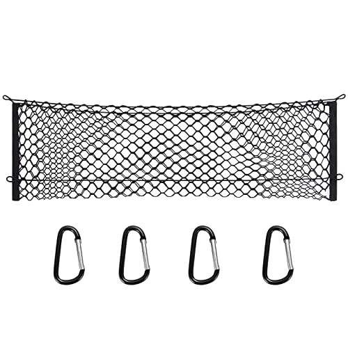 MICTUNING Truck Bed Cargo Net, 49"x15.2" Stretch to 60" Elastic Pickup Cargo Net with 4 Metal Carabiners, Compatible with 2013-2022 Chevy Silverado & 2015-2024 Ford F150 F250 Truck - size: 49x15.2Inch for Pickup