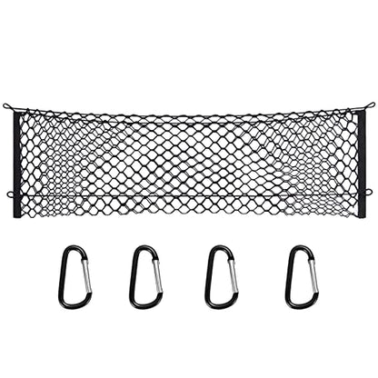 MICTUNING Truck Bed Cargo Net, 49"x15.2" Stretch to 60" Elastic Pickup Cargo Net with 4 Metal Carabiners, Compatible with 2013-2022 Chevy Silverado & 2015-2024 Ford F150 F250 Truck - size: 49x15.2Inch for Pickup