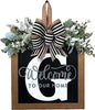 Last Name All Year Round Front Door Wreath with 26 Initial Letter Welcome Sign All Seasons Eucalyptus Garland and Bow ，Farmhouse, Porch, for Spring Summer Fall All Seasons Holiday Halloween Christmas.（G） - color: G