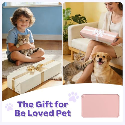 Pet Feeding Mat 12"x19" Silicone Dog Feeding Mat Pet Place Mat Waterproof Silicone Contain Spills Protects Floors Placemats for Cats and Dogs - color: Pink