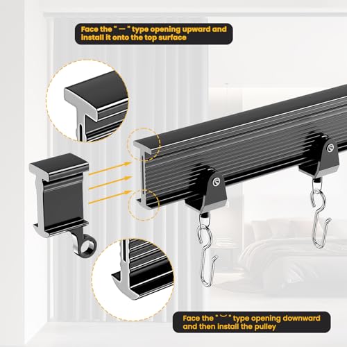 Flexible Bendable Ceiling Curtain Track, Mount for Curtain Rail with Curtain Tracks System, Room Divider, Curtains Rod, RV Ceiling Track, 9.8 FT/ 3 M, Black - color: Black, size: 3 M/ 9.8 FT